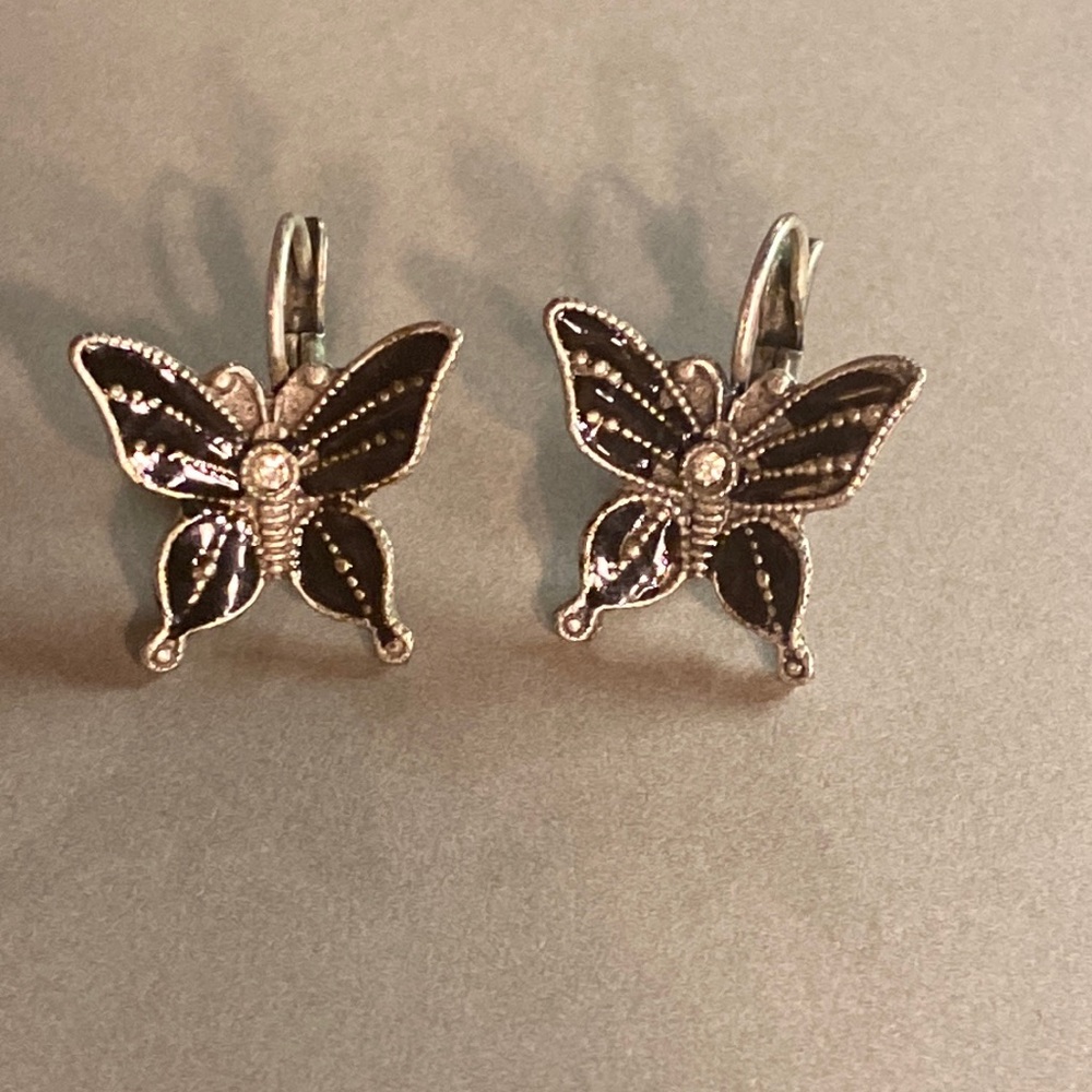 Black butterfly earrings